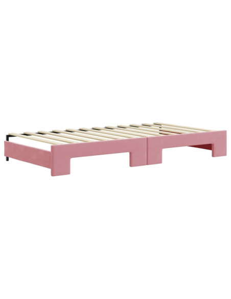 Divano Letto Estraibile con Materassi Rosa 100x200 cm Velluto