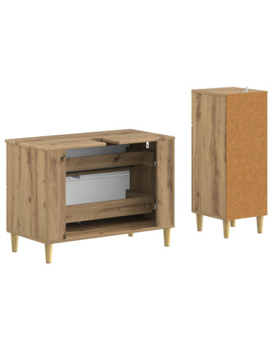 Set di Armadi da Bagno da 2 Pezzi ARNHEM Rovere Artigianale