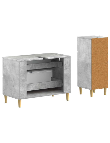 Set di Armadi da Bagno da 2 Pezzi DELFT Grigio Cemento