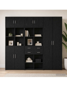 Armadio per la conservazione con ripiani Rovere Nero