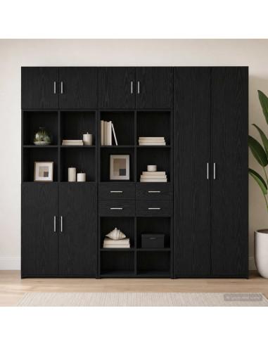 Armadio per la conservazione con ripiani Rovere Nero