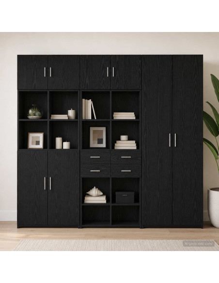 Armadio per la conservazione con ripiani Rovere Nero