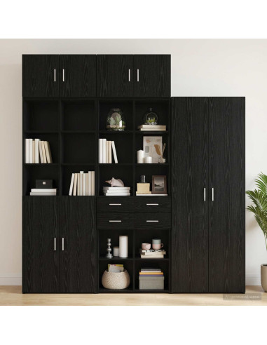 Armadio per la conservazione con ripiani Rovere Nero