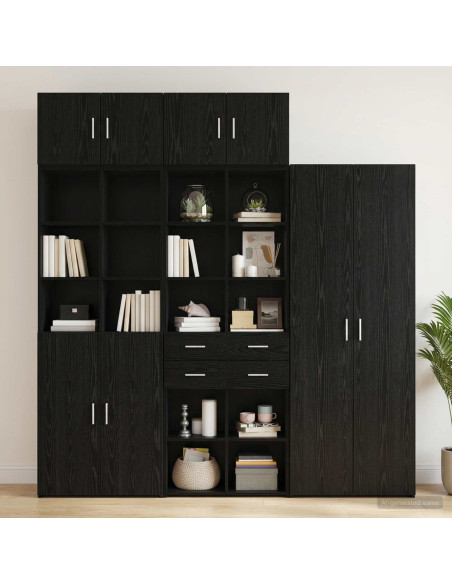 Armadio per la conservazione con ripiani Rovere Nero