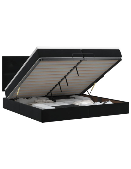 Letto ottomano con materasso Nero 200 x 200 cm Velluto