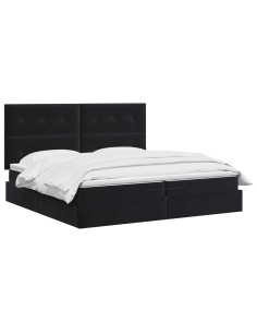 Letto ottomano con materasso Nero 200 x 200 cm Velluto 2