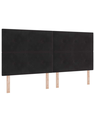 Letto ottomano con materasso Nero 200 x 200 cm Velluto