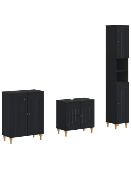 Set di armadietti da bagno in 3 pezzi ALKMAAR Nero