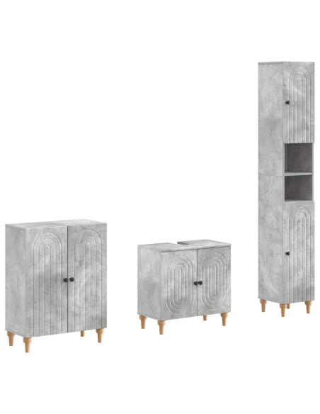 Set di armadietti da bagno in 3 pezzi ALKMAAR Grigio Cemento