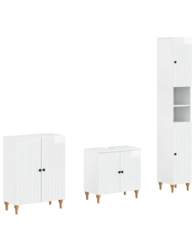 Set di armadietti da bagno in 3 pezzi ALKMAAR Bianco Lucido