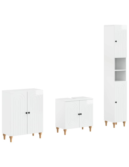 Set di armadietti da bagno in 3 pezzi ALKMAAR Bianco Lucido