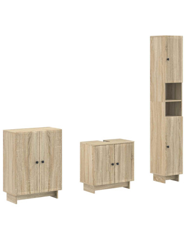 Set di armadietti da bagno in 3 pezzi EDE Rovere Sonoma