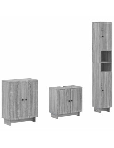 Set di armadietti da bagno in 3 pezzi EDE Sonoma grigio