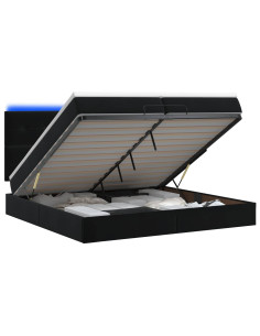 Letto Ottomano con Materasso e LED Nero 200 x 200 cm Velluto