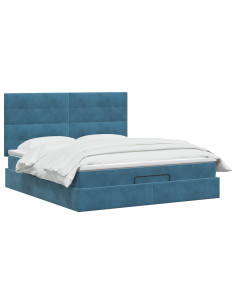 Letto Ottomano con Materasso e LED Blu scuro 180 x 200 cm 2