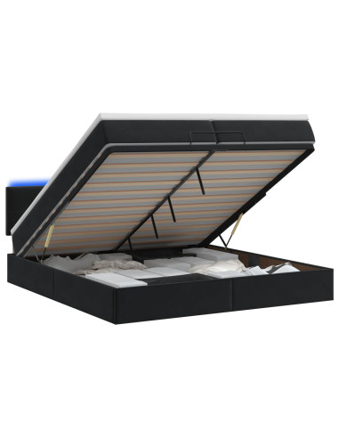 Letto Ottomano con Materasso e LED Nero 200 x 200 cm Velluto