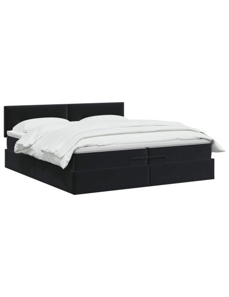 Letto Ottomano con Materasso e LED Nero 200 x 200 cm Velluto