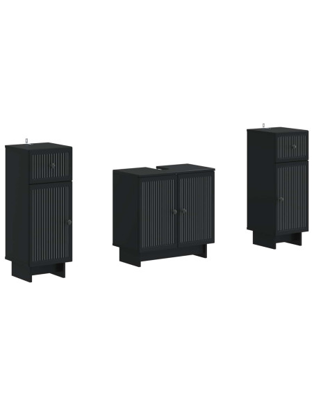 Set di Armadi da Bagno da 2 Pezzi EDE Nero Legno ingegnerizzato