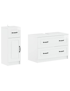Set di Armadi da Bagno da 2 Pezzi UTRECHT Bianco Lucido