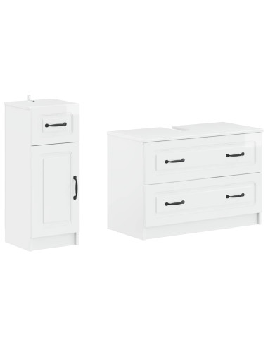 Set di Armadi da Bagno da 2 Pezzi UTRECHT Bianco Lucido
