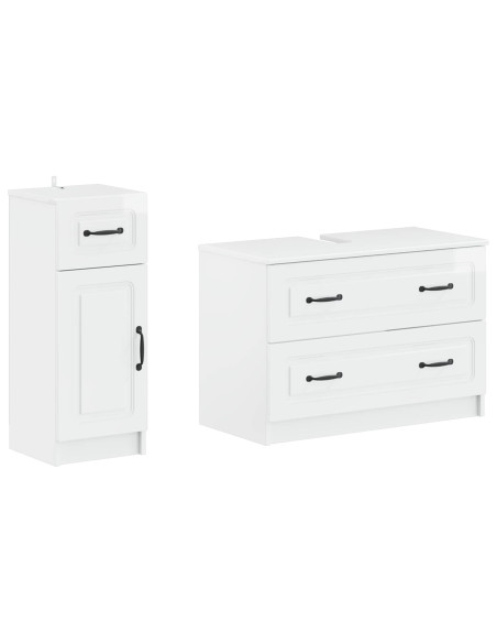 Set di Armadi da Bagno da 2 Pezzi UTRECHT Bianco Lucido