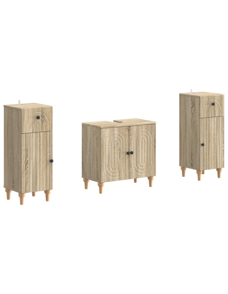 Set di Armadi da Bagno da 2 Pezzi ALKMAAR Rovere Sonoma