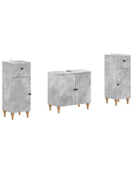 Set di Armadi da Bagno da 2 Pezzi ALKMAAR Grigio Cemento