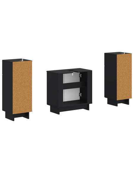 Set di Armadi da Bagno da 2 Pezzi EDE Nero Legno ingegnerizzato