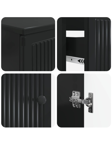 Set di Armadi da Bagno da 2 Pezzi EDE Nero Legno ingegnerizzato
