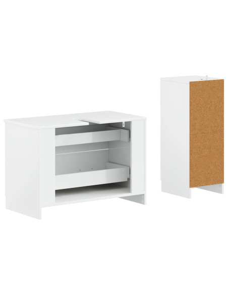 Set di Armadi da Bagno da 2 Pezzi UTRECHT Bianco Lucido