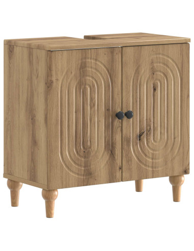 Set di Armadi da Bagno da 2 Pezzi ALKMAAR Rovere Artigianale