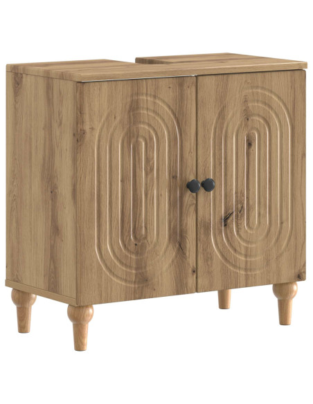 Set di Armadi da Bagno da 2 Pezzi ALKMAAR Rovere Artigianale