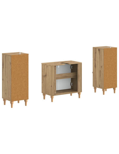 Set di Armadi da Bagno da 2 Pezzi ALKMAAR Rovere Artigianale
