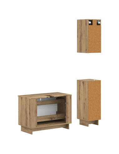 Set di armadietti da bagno in 3 pezzi EDE Rovere Artigianale