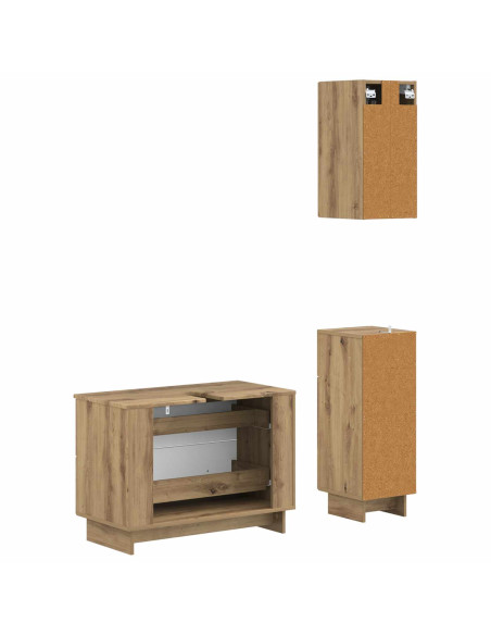 Set di armadietti da bagno in 3 pezzi EDE Rovere Artigianale