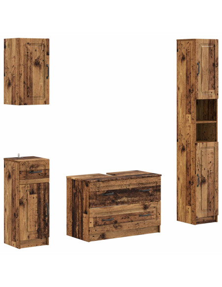 Set di Mobili da Bagno da 4 Pezzi UTRECHT Legno antico