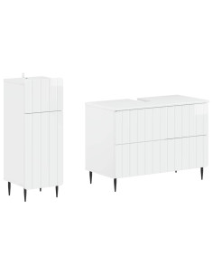 Set di Armadi da Bagno da 2 Pezzi ZWOLLE Bianco Lucido