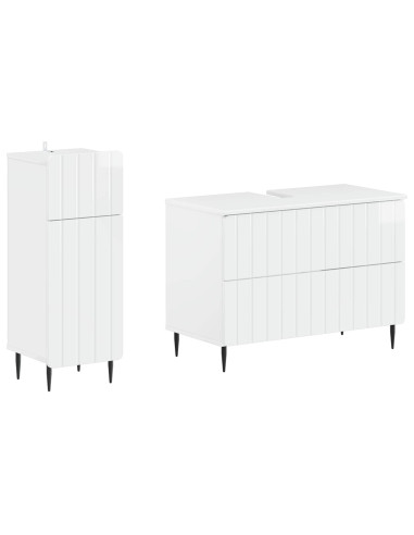 Set di Armadi da Bagno da 2 Pezzi ZWOLLE Bianco Lucido