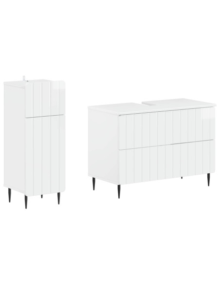 Set di Armadi da Bagno da 2 Pezzi ZWOLLE Bianco Lucido