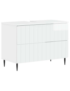 Set di Armadi da Bagno da 2 Pezzi ZWOLLE Bianco Lucido 2