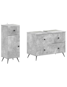 Set di Armadi da Bagno da 2 Pezzi BREDA Grigio Cemento