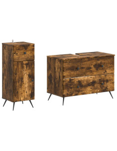 Set di Armadi da Bagno da 2 Pezzi BREDA Rovere Fumo