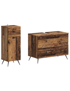 Set di Armadi da Bagno da 2 Pezzi BREDA Legno antico