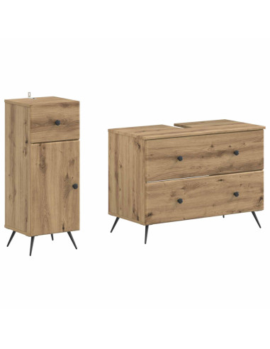 Set di Armadi da Bagno da 2 Pezzi BREDA Rovere Artigianale