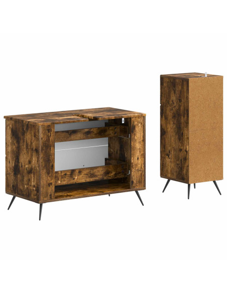 Set di Armadi da Bagno da 2 Pezzi BREDA Rovere Fumo