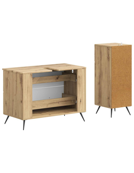Set di Armadi da Bagno da 2 Pezzi BREDA Rovere Artigianale