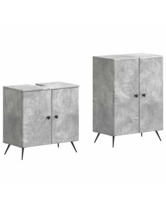 Set di Armadi da Bagno da 2 Pezzi BREDA Grigio Cemento
