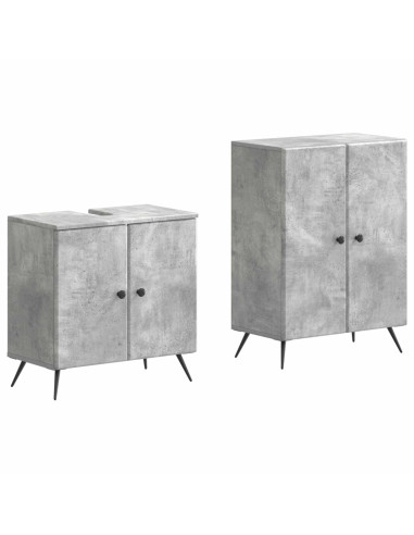 Set di Armadi da Bagno da 2 Pezzi BREDA Grigio Cemento
