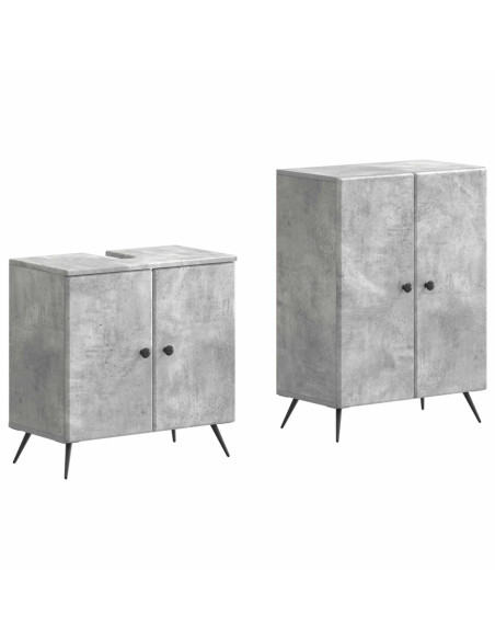 Set di Armadi da Bagno da 2 Pezzi BREDA Grigio Cemento