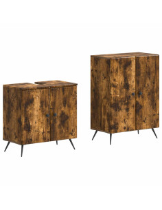 Set di Armadi da Bagno da 2 Pezzi BREDA Rovere Fumo